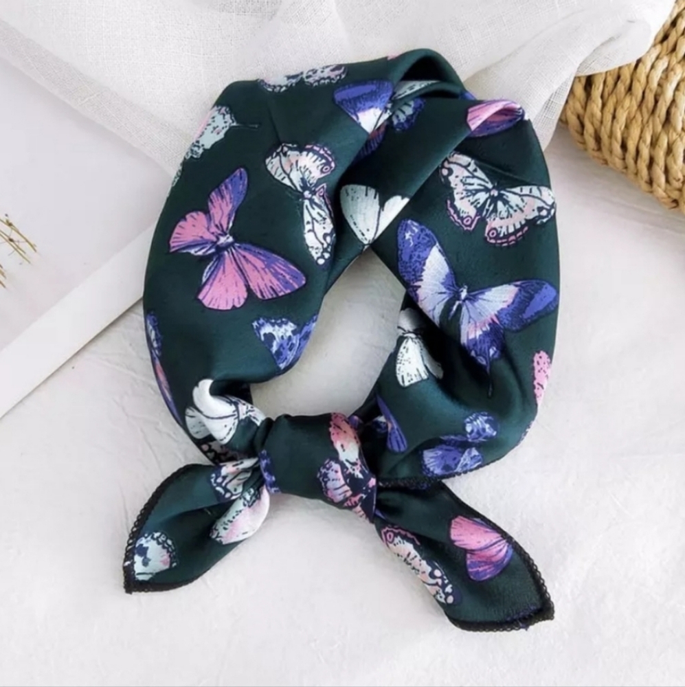 Soft Silky Fun Scarf For Head Hair Bag Neck Floral